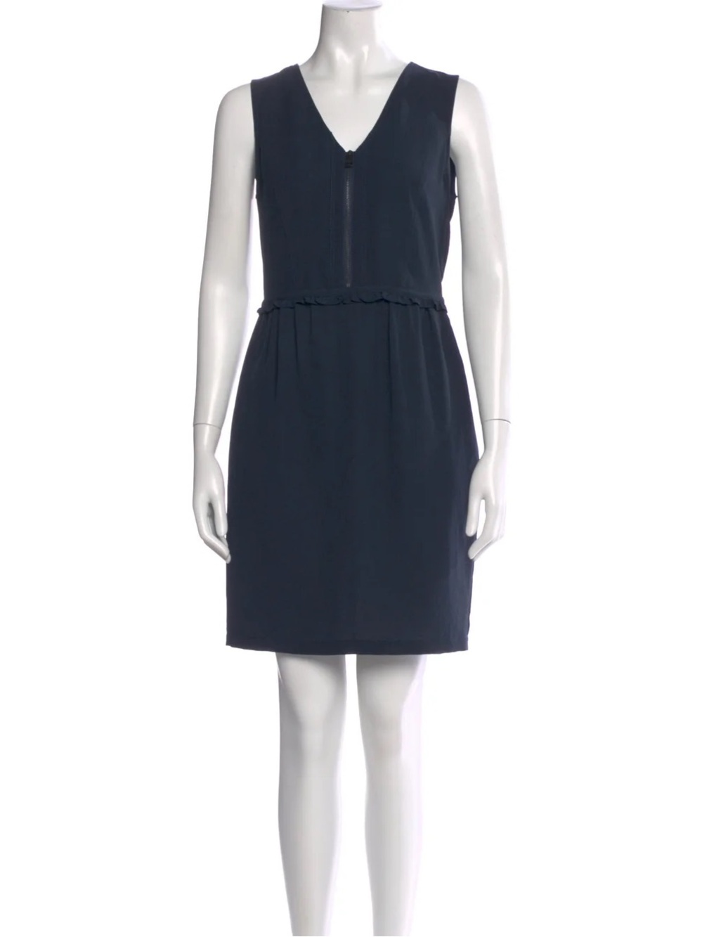 Burberry Navy V-Neck Sleeveless Shift Dress